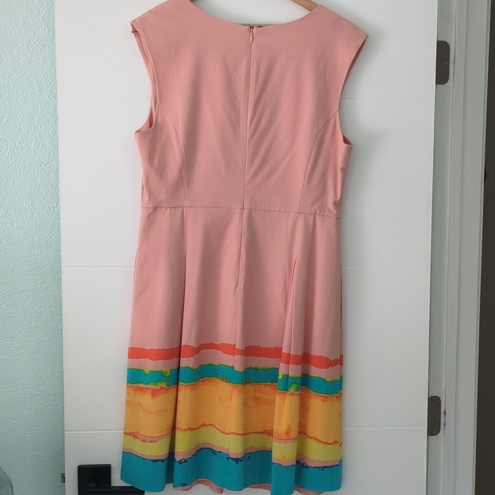 Anthropology Tracy Reece Watercolor Fit Flare Colorful V Neck Sleeveless Dress - Picture 7 of 7